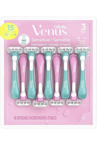 Gillette Venus شفرات حلاقة نسائية حساسة للاستخدام مرة واحدة للبشرة الحساسة، ت...