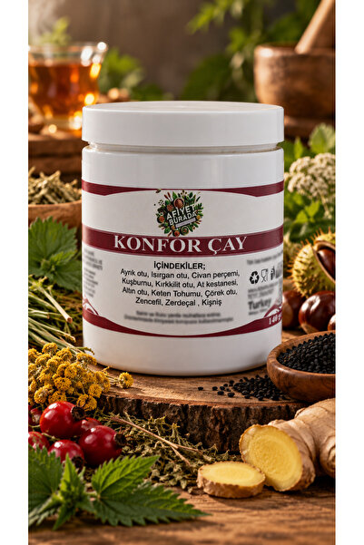Konfor Tea 140 gr. - Karahalile, Defne Tohumu, Çörek Otu Tohumu, Keten Tohumu, Isırgan Tohumu, Üzüm Çekirdeği, Üzerlik Tohumu, Çoban Çantası, Zencefil, Kişniş, Zerdeçal.