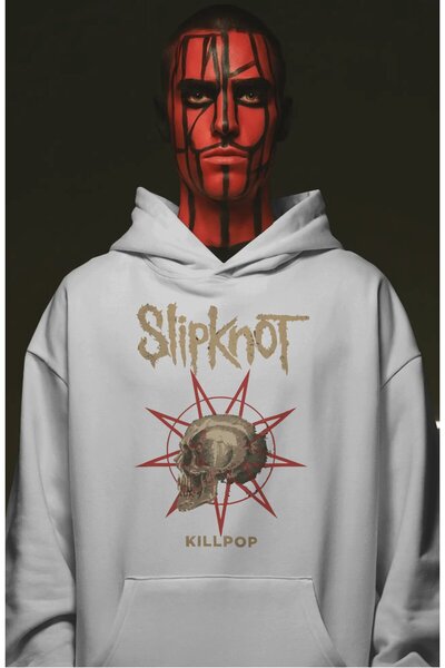SEVBANO Hanorac premium oversize unisex cu imprimeu frontal Slipknot Rock Met...