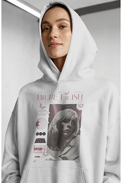 SEVBANO Hanorac premium oversize unisex cu imprimeu frontal Billie Eilish Singer