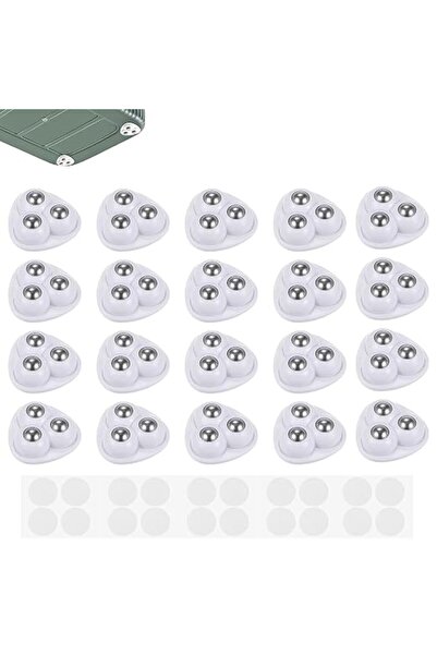 GENERAL 20pcs Self-Adhesive Mini Caster Wheels, 360° Rotation Stainless Steel...