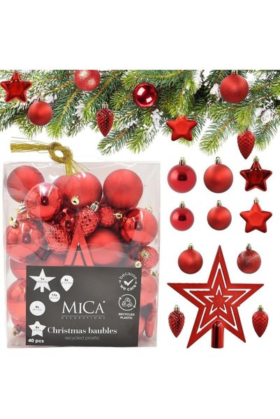 mica Ornamente decorative din plastic sigure, 40 bucăți, roșii