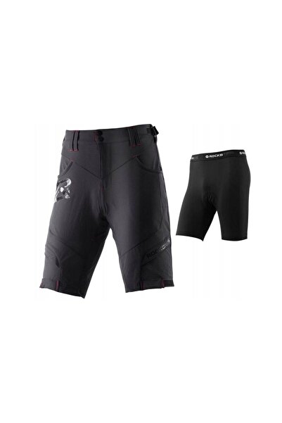 ROCKBROS Pantaloni scurți de ciclism 2-în-1 pentru bărbați, negri, 4XL