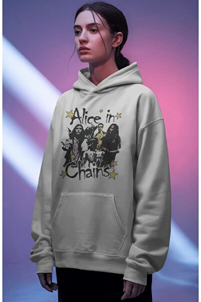 SEVBANO Hanorac premium oversize unisex cu imprimeu frontal Alice in Chains R...