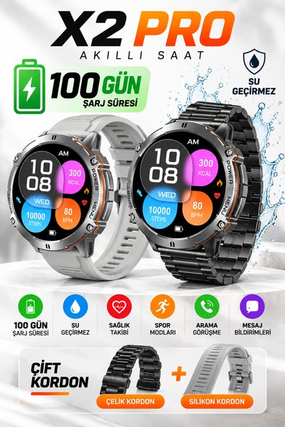 asf teknoloji X2 Pro 100 Gün Şarj Süresi-Su Geçirmez-Darbeye Dayanıklı Çelik ...