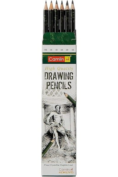 Camlin Full Size Colour Pencils (6 Shades,HB, 2B, 3B 4B 6B, 8b set)