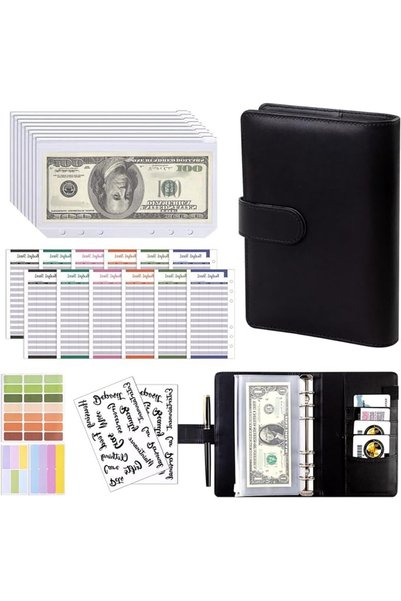 HONPOLO A6 Loose-leaf Budget Binder, PU Leather Notebook with Cash Storage fo...