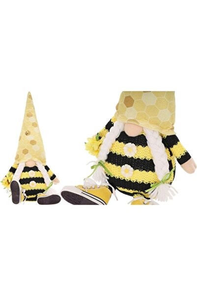 SASKA GARDEN Gnom pătrat așezat cu albină 35+6CM în adidași decorațiune de pr...