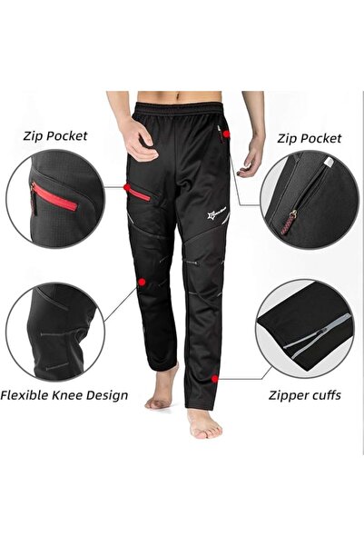 ROCKBROS Pantaloni lungi de ciclism pentru bărbați, negri, XL