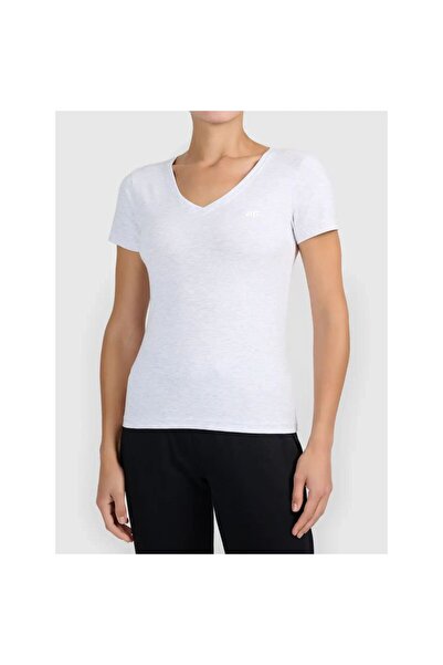 4F Tricou de bază cu decolteu în V pentru femei 4FWMM00TTSHF3307-27M