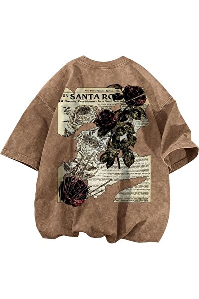 GENERAL Mens Acid Wash Tshirt Oversized Vintage Graphic T-Shirts Cool Grunge ...