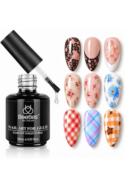beetles Gel Polish جل لاصق لنقل رقائق الأظافر من بيتلز، قطعة واحدة 15 مل