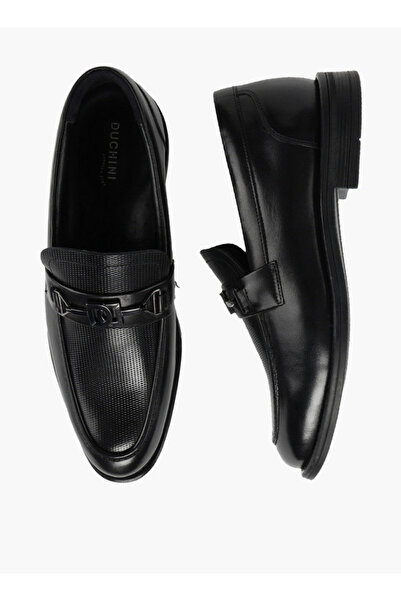 Duchini Men Metallic Accent Leather Loafers