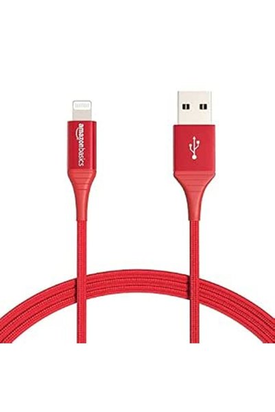 Amazon basics كابل شحن USB-A إلى Lightning، سلك مجدول من النايلون، شاحن معتمد...