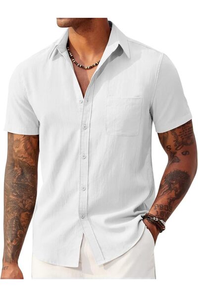 COOFANDY Mens Button Down Shirts Lightweight Breathable Short Sleeve Shirt Su...