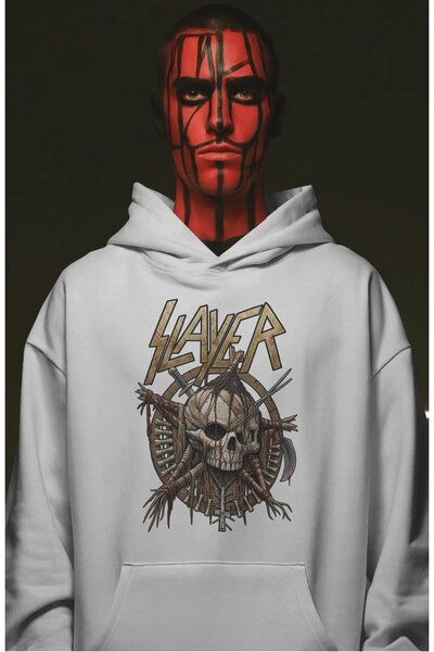 SEVBANO Hanorac premium oversize unisex cu imprimeu frontal Slayer Rock Metal...