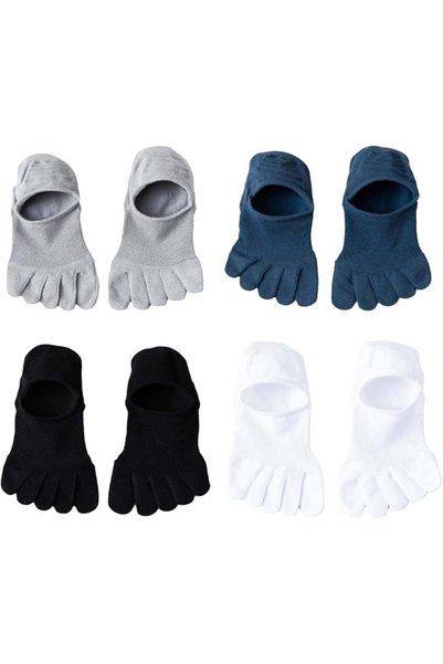 wisfunlly Men's Toe Socks Crew Cotton Five Fingers Socks Low Cut Running Athl...