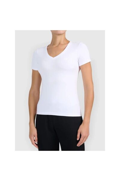 4F Tricou de bază cu decolteu în V pentru femei 4FWMM00TTSHF3307-10S