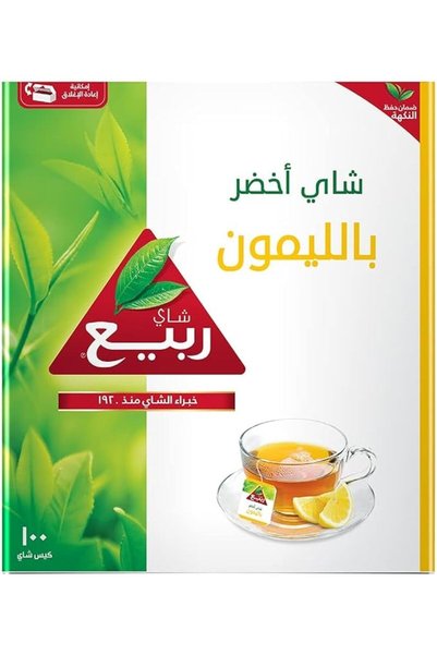 Rabea شاي أخضر طبيعي بالليمون 100 كيس شاي