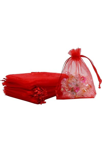 Red Dot Gift حزمة من 100 كيس أورجانزا، أكياس شبكية بأربطة، حقائب هدايا للمجوه...