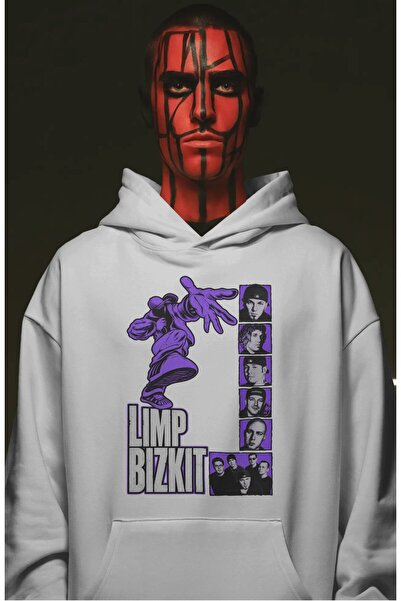 SEVBANO Hanorac premium oversize unisex cu imprimeu frontal Limp Bizkit Rock ...