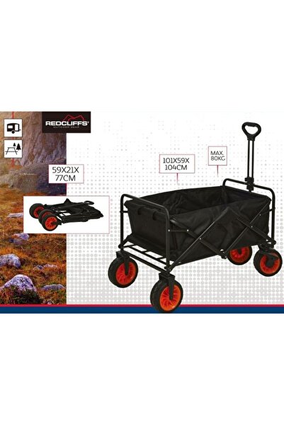 Redcliffs Cărucior mare pliabil de călătorie și de plajă cu mâner