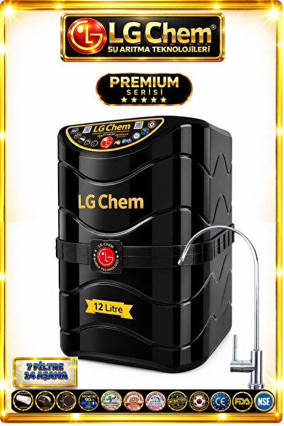 ligth gastro LG Chem PREMIUM SERIES 7 Filtre 14 Aşama 12 Litre SİYAH RENK Su ...