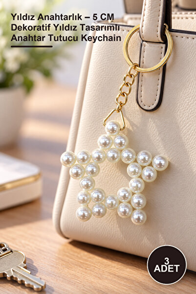 Yenilig 3 Pieces of Star Keychains – 5 cm Decorative Star Design Key Holder K...