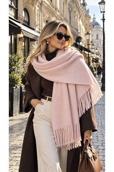 HAZAL KAYA ATELIER Pink Lux Soft Textured Tasseled Boucle Shoulder Women's Sh...