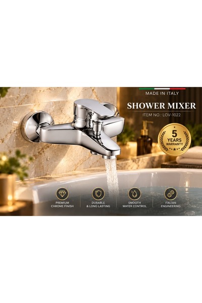 Primo Plus Lovera Chrome Shower Mixer Faucet – Wall-Mounted Single Lever Bath...