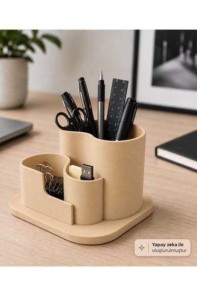 3D Baskı Çok Bölmeli Masaüstü Organizer Kalemlik