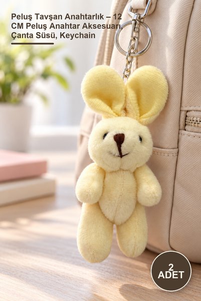 Yenilig 2 Pieces Plush Rabbit Keychain – 12 cm Plush Key Accessory, Bag Ornam...