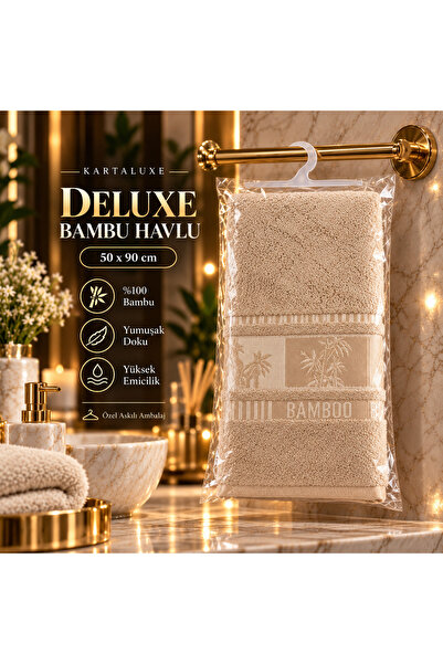 Deluxe Bambu El Yüz Havlusu 50x90 cm Özel Askılı Ambalaj Yumuşak ve Yüksek Emici