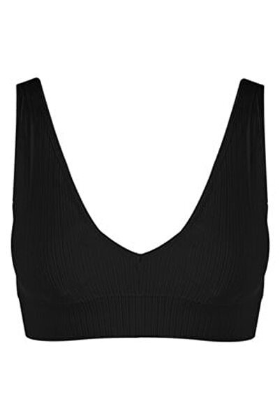 OEM Bustiera Neagra Ribbed V Seamless cu Bureti pentru Femei - One Size