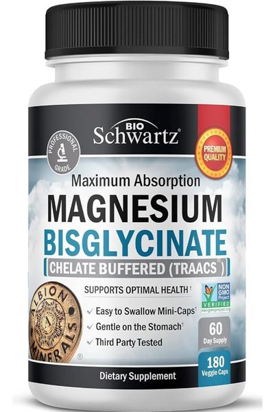 BioSchwartz بيسجليسينات المغنيسيوم ذات الامتصاص الأقصى (160 كبسولة صغيرة)