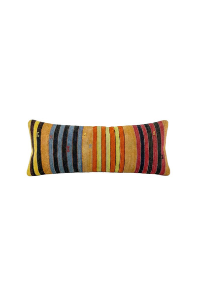 Kilim Yün Turuncu El Yapımı Kırlent Kılıfı 40 x 120 cm