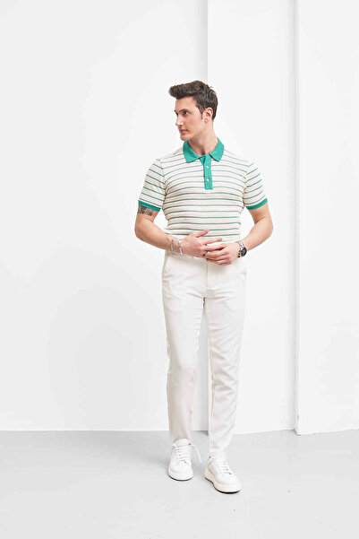 MODEFENDİ Men's Button Detailed Polo Collar T-Shirt