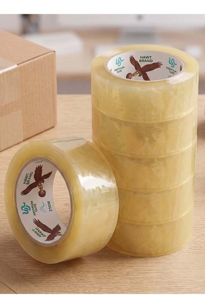 Taimi 6-Pcs Clear Packing Tape 100 Yards, 38 Microns, Strong Transparent Adhe...