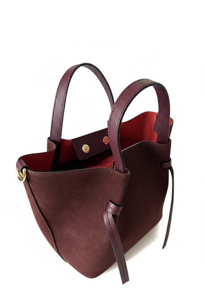 Vera Pelle Geantă tote din piele pentru femei, Bordeaux – Fabricată în Italia