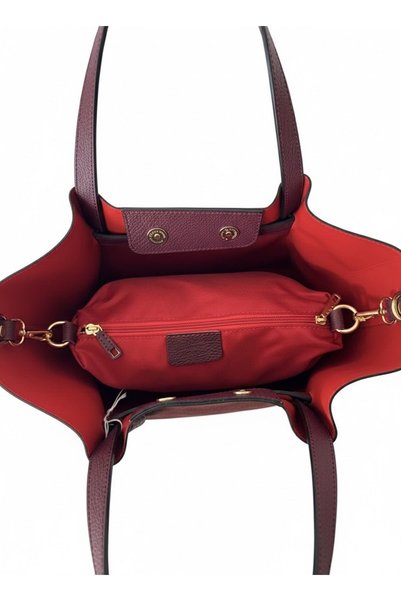 Vera Pelle Geantă tote din piele pentru femei, Bordeaux – Fabricată în Italia