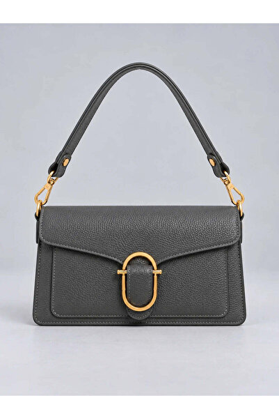 Vera Pelle Zoe Grey Genuine Leather Bag – Elegant Shoulder Bag for Women, Mad...