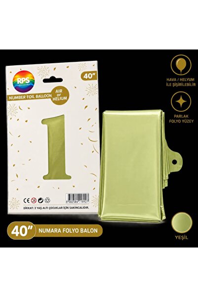 1 YAŞ RAKAM SU YEŞİLİ FOLYO BALON