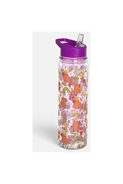 OEM Sticla din Plastic Flip Top Transparenta Capybara cu Confetti pentru Copi...