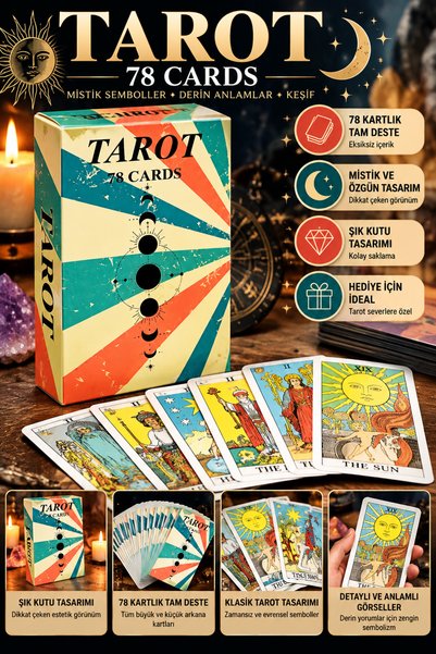 FG KONNİCHİWA 78 Kart Tarot Destesi – Klasik Büyük ve Küçük Arkana Tarot Kart...