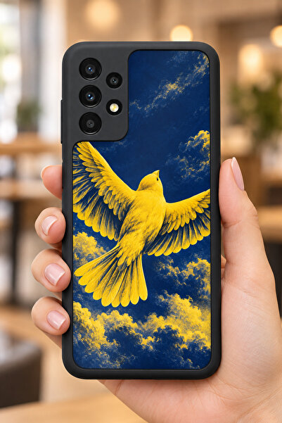 Samsung Galaxy A23 Uyumlu Yukarı Süzülen Kanarya Desenli Kamera Korumalı Darbelere Dayanıklı Kılıf
