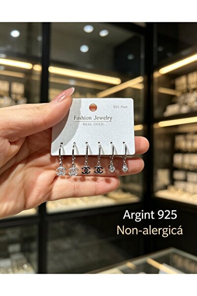 Frasin Select Un set de 3 perechi de cercei, realizați din argint 925 (hipoal...