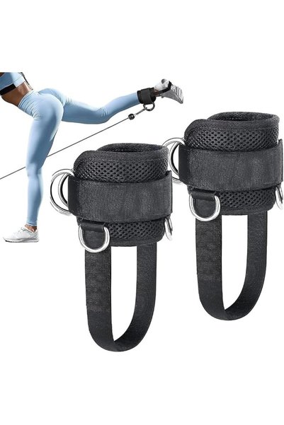 LinJie Ankle Straps For Cable Machines(2Pcs),Double D-Ring Breathable Ankle S...