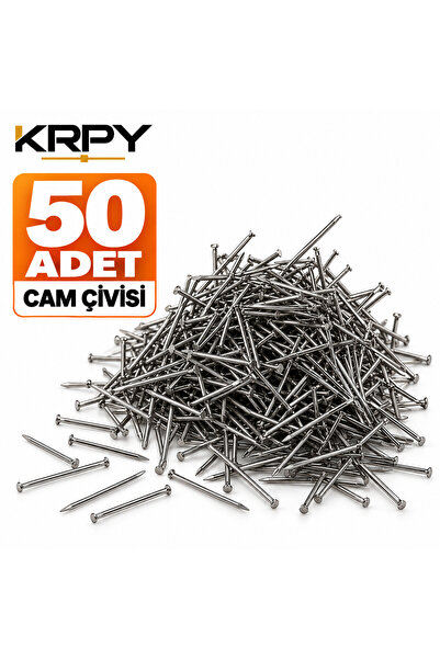 KRPY 50 Adet Cam Çivisi İnce Çelik Çivi Ayna Cam Çerçeve Sabitleme Çivisi Ahş...
