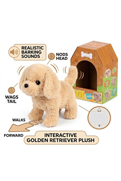 HYVESTO Caine Interactiv Golden Retriever cu Miscare si Sunete (Latra, Merse,...