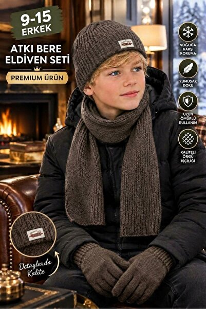 OKAVANGO Lux 9-15 Years Old Boys' Scarf, Beanie, Glove Set 3-Piece Winter Set...